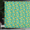 Ambesonne Yellow and Blue Shower Curtain, Tropical Bananas Pattern in Vivid Tones Exotic Style Palm Summer Graphic, Cloth Fabric Bathroom Decor Set with Hooks, 69" W x 75" L, Teal Yellow view 3