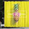 Ambesonne Live Laugh Love Shower Curtain, Tropical Pineapple Fruit with Sunglasses on Yellow Wood Board Joyful Print, Cloth Fabric Bathroom Decor Set with Hooks, 69" W x 70" L, Yellow Green view 3