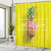Ambesonne Live Laugh Love Shower Curtain, Tropical Pineapple Fruit with Sunglasses on Yellow Wood Board Joyful Print, Cloth Fabric Bathroom Decor Set with Hooks, 69" W x 70" L, Yellow Green view 4