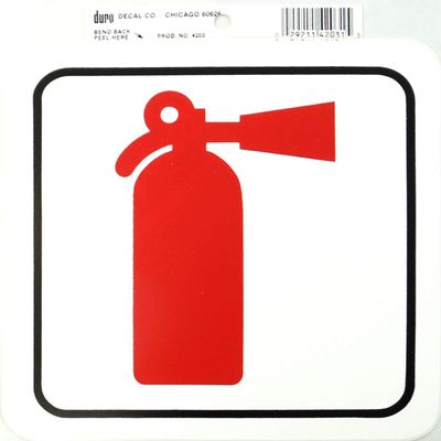 Barjan 454203 Duro 6 x 6 in. Stick-On Fire Extinguisher Decal - Pack of 12