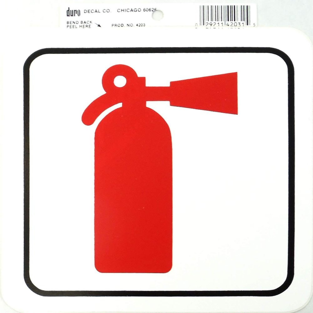 Barjan 454203 Duro 6 x 6 in. Stick-On Fire Extinguisher Decal - Pack of 12