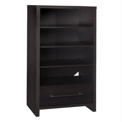 ClosetMaid 1661 Media Storage Tower Bookcase with Drawer Black Walnut
