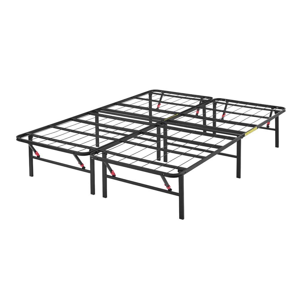 Amazon Basics Bed Frame with Storage, Foldable Metal Platform, Sturdy Steel, No Box Spring Needed, 14 inches High, Tool-Free Setup, King Size, Black