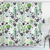 Ambesonne Cactus Shower Curtain, Cartoon Style Inspired Drawing of Hedgehog Animals Saguaro and Prickly Pear, Cloth Fabric Bathroom Decor Set with Hooks, 69" W x 84" L, Dark Grey Green view 1