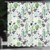 Ambesonne Cactus Shower Curtain, Cartoon Style Inspired Drawing of Hedgehog Animals Saguaro and Prickly Pear, Cloth Fabric Bathroom Decor Set with Hooks, 69" W x 84" L, Dark Grey Green view 3
