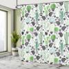 Ambesonne Cactus Shower Curtain, Cartoon Style Inspired Drawing of Hedgehog Animals Saguaro and Prickly Pear, Cloth Fabric Bathroom Decor Set with Hooks, 69" W x 84" L, Dark Grey Green view 4