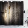 Ambesonne Industrial Shower Curtain, Historical Innovation Edison Revival Retro Electricity Wooden Planks, Cloth Fabric Bathroom Decor Set with Hooks, 69" W x 75" L, Pale Yellow Brown view 1