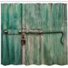 Ambesonne Industrial Shower Curtain, Aged and Closed Door with a Lock Close up View in Retro Style Entrance Photo, Cloth Fabric Bathroom Decor Set with Hooks, 69" W x 70" L, Seafoam Green Brown view 2