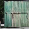 Ambesonne Industrial Shower Curtain, Aged and Closed Door with a Lock Close up View in Retro Style Entrance Photo, Cloth Fabric Bathroom Decor Set with Hooks, 69" W x 70" L, Seafoam Green Brown view 3