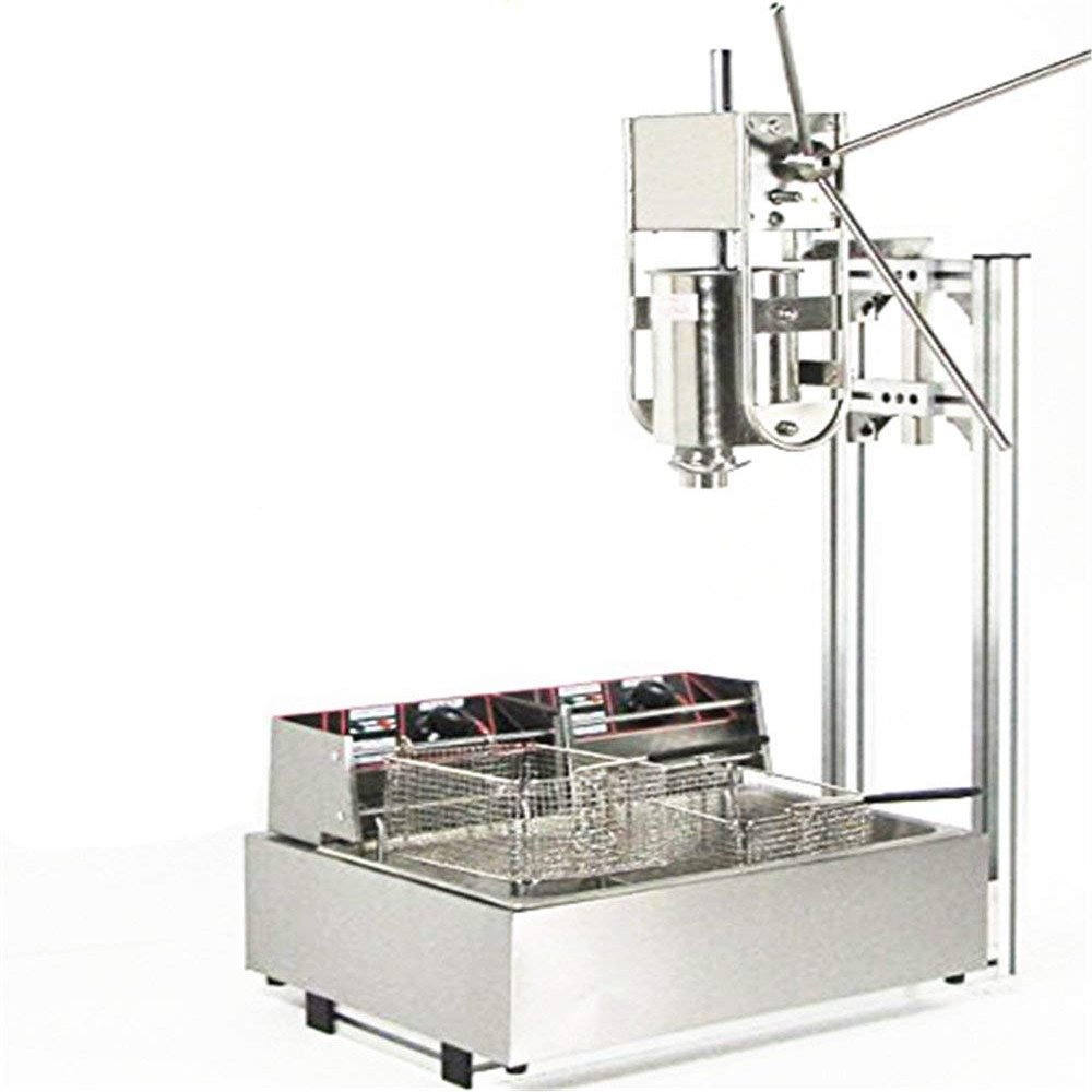 ALDKitchen Churro Maker Machine Commercial 5L Churros maker machine with 12L Electric Liters Deep Fryer (6L Electric fryer, 110V)