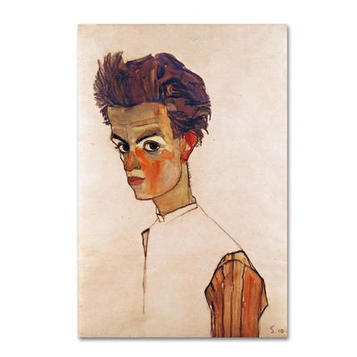 Trademark Fine Art Self Portrait with Striped Shirt Wall Decor