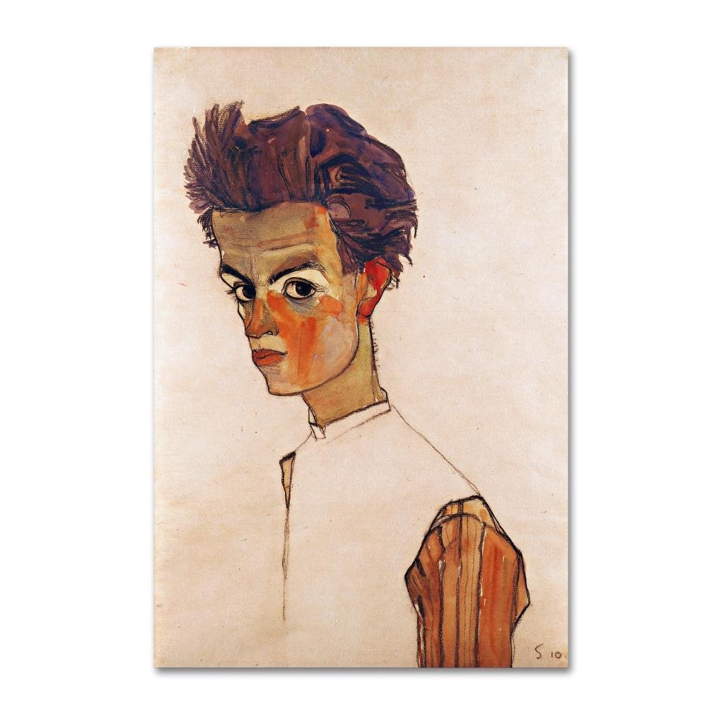 Trademark Fine Art Self Portrait with Striped Shirt Wall Decor