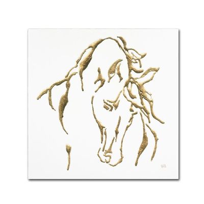 Trademark Fine Art Gilded Stallion on White Wall Decor