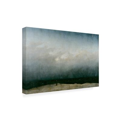 Wrapped Canvas Wall Art - Caspar David Friedrich 'Monk By The Sea' Wall Art for Living Room, Bedroom, or Office Dcor - 16x24