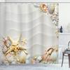 Ambesonne Starfish Shower Curtain, Seacoast with Sand with Colorful Various Seashells Tropics Aquatic Wildlife Theme, Cloth Fabric Bathroom Decor Set with Hooks, 69" W x 70" L, White Pearl view 1