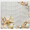 Ambesonne Starfish Shower Curtain, Seacoast with Sand with Colorful Various Seashells Tropics Aquatic Wildlife Theme, Cloth Fabric Bathroom Decor Set with Hooks, 69" W x 70" L, White Pearl view 2