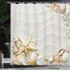 Ambesonne Starfish Shower Curtain, Seacoast with Sand with Colorful Various Seashells Tropics Aquatic Wildlife Theme, Cloth Fabric Bathroom Decor Set with Hooks, 69" W x 70" L, White Pearl view 3