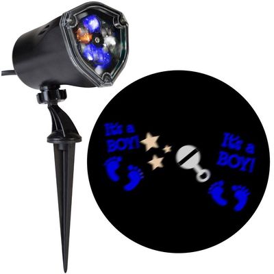 11.81 Inch LED Light Projection Whirl-A-Motion It's A Boy/Little Feet/Stars/Rattle Light Stake
