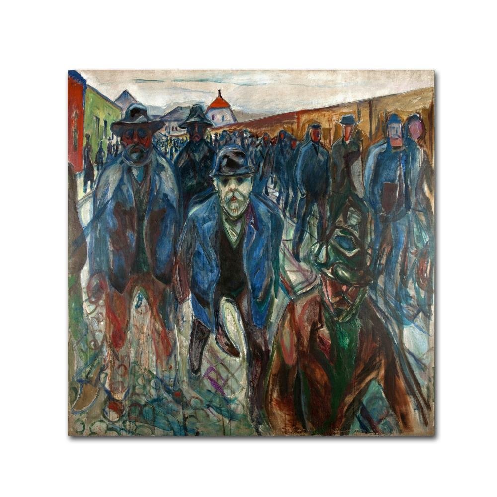 Workers On Their Way Home by Edvard Munch, 18x18-Inch Canvas Wall Art