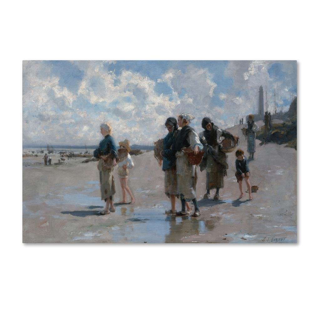 Fishing For Oysters At Cancale by John Singer Sargent, 16x24-Inch Canvas Wall Art