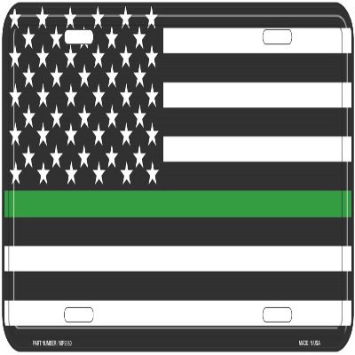 USA American Green Line Law Enforcement Military Aluminum License Plate Tag
