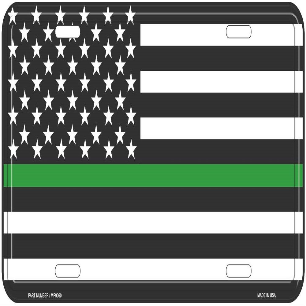 USA American Green Line Law Enforcement Military Aluminum License Plate Tag