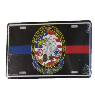 American Heroes Police Fire Dept EMT Honor Those Aluminum License Plate Tag