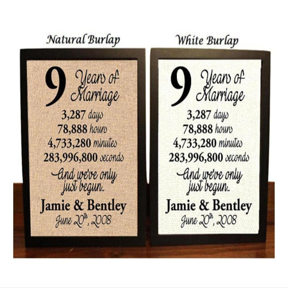 9 Year Anniversary Burlap Print | 9th Anniversary | 9th Anniversary Gift | 9 Years Together | 9th wedding Anniversary | 9th Anniversary gift for her | 9 Years of Marriage