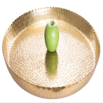 Red Co. 20 Large Round Decorative Antique Gold-Tone Aluminum Display and Serving Centerpiece Tray