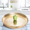 Red Co. 20 Large Round Decorative Antique Gold-Tone Aluminum Display and Serving Centerpiece Tray view 2