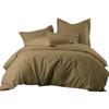 8 Pieces 100% Cotton Solid Taupe Queen Goose Down Bed in a Bag Set Including 300TC (Sheet Set + Duvet Cover Set) + All Season White Striped Goose Down Comforter 600 Fill Power view 1