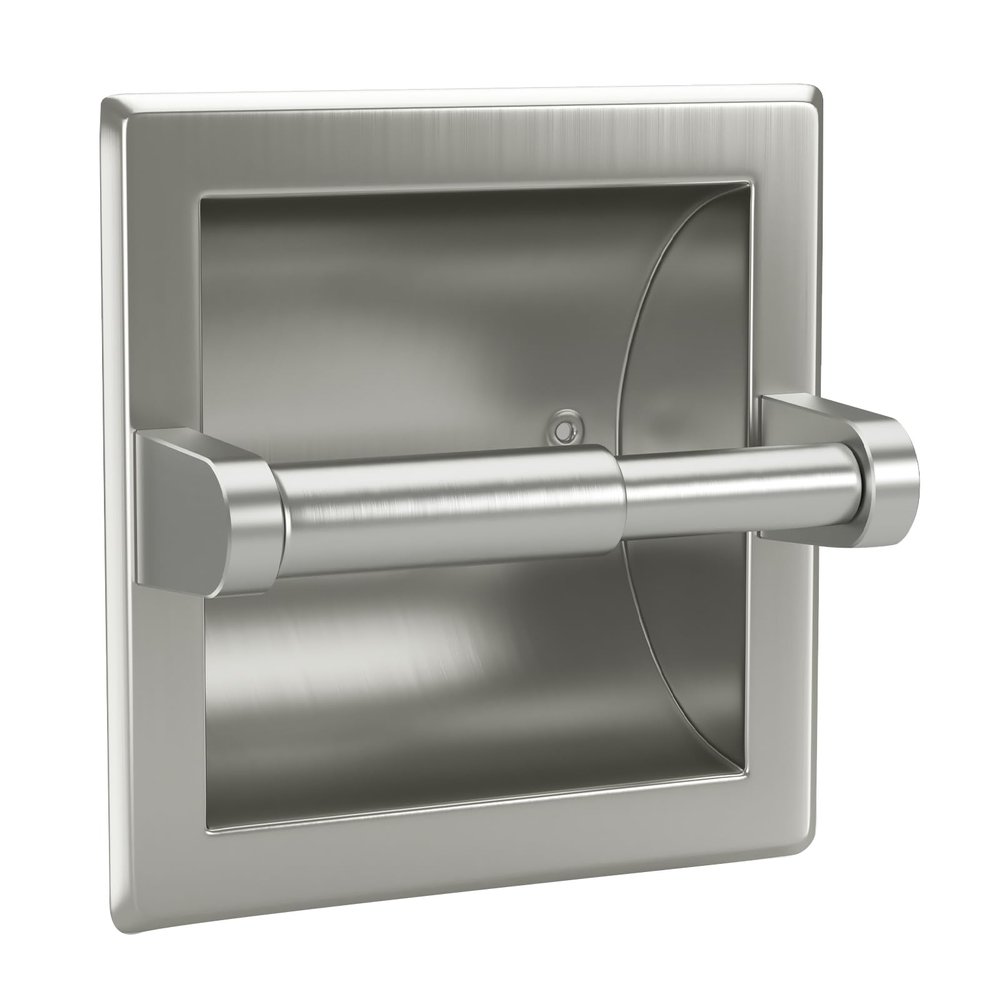 POKIM Recessed Toilet Paper Holder,Stainless Steel in Wall Toilet Paper Roll Holder for Bathroom Insert Design with Mounting Bracket,Commercial Toilet Tissue Dispensers Wall Mount,Brushed Nickel