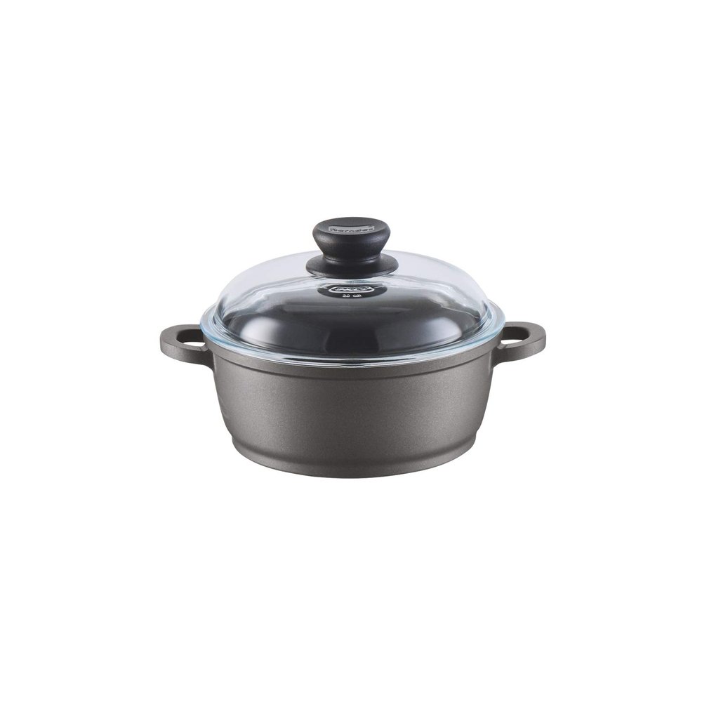 Berndes 071206 Cooking Pot with Glass Lid, Aluminium, Black, 20.0 x 20.0 x 8.5 cm