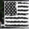 Ambesonne United States Shower Curtain, Grunge Aged Black and White American Flag Independence Fourth of July Design, Cloth Fabric Bathroom Decor Set with Hooks, 69" W x 75" L, Black White view 3