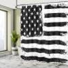 Ambesonne United States Shower Curtain, Grunge Aged Black and White American Flag Independence Fourth of July Design, Cloth Fabric Bathroom Decor Set with Hooks, 69" W x 75" L, Black White view 4