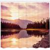 Ambesonne Landscape Shower Curtain, Grand Teton Mountain Range at Sunset Jackson Lake Calm National Park USA, Cloth Fabric Bathroom Decor Set with Hooks, 69" W x 70" L, Peach Pale Yellow view 2