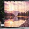 Ambesonne Landscape Shower Curtain, Grand Teton Mountain Range at Sunset Jackson Lake Calm National Park USA, Cloth Fabric Bathroom Decor Set with Hooks, 69" W x 70" L, Peach Pale Yellow view 3