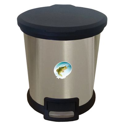 The Furniture Cove New 1.3 Gallon Round Stainless Steel Step Trash Can Waste Basket Featuring Your Choice of a Novelty Themed Logo! (Bass Splash)