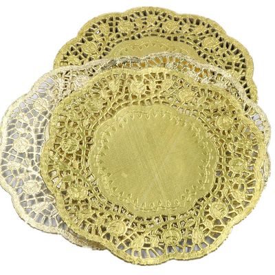 100 pieces/pack 7.5 inches gold colored round paper lace doilies place mats DIY cozinha cake decorating tools