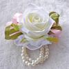 S_SSOY Bridesmaid Wrist Corsage Wristband Girl Bridal Bride Wrist Flower Corsage Flower for Wedding, Party, Prom Decor Creamy Pack of 4 view 2