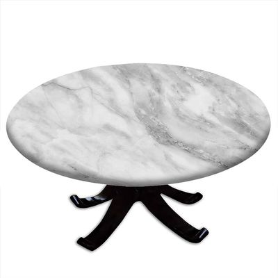 VBTGVE Round Fitted Marble Tablecloth, Marble Motif Art, Elastic Edge, Waterproof and wipeable Table Cover, Suitable for Dining Tables, self-Service Parties and Camping, Fit for 36" Table, Grey Dust