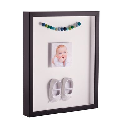 ArtToFrames 11 x 14 Inch Shadow Box Picture Frame, with a Satin Black 1'' Shadowbox Frame and Porcelain Mat