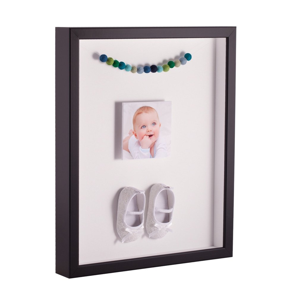 ArtToFrames 11 x 14 Inch Shadow Box Picture Frame, with a Satin Black 1'' Shadowbox Frame and Porcelain Mat