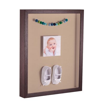 ArtToFrames 14 x 18 Inch Shadow Box Picture Frame, with a Verlinga Brown 1'' Shadowbox Frame and Scotch Mist Mat