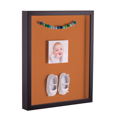 ArtToFrames 11 x 14 Inch Shadow Box Picture Frame, with a Satin Black 1'' Shadowbox Frame and Octoberfest Mat