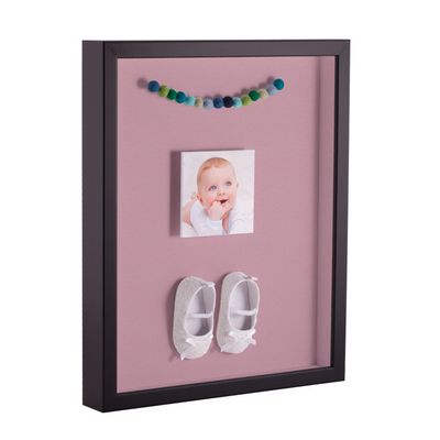 ArtToFrames 11 x 14 Inch Shadow Box Picture Frame, with a Satin Black 1'' Shadowbox Frame and Seashell Mat