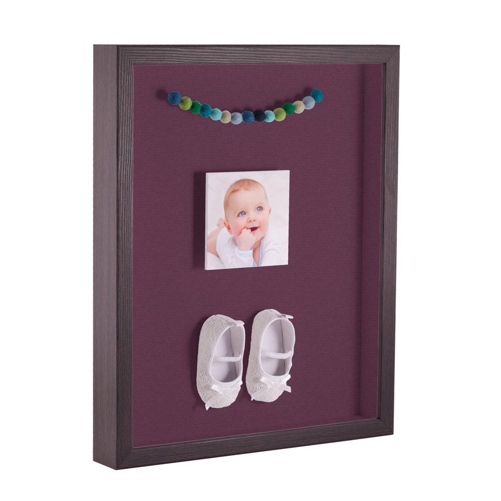 ArtToFrames 14 x 18 Inch Shadow Box Picture Frame, with a Melinga Oak Gray 1'' Shadowbox Frame and Ruby Mat