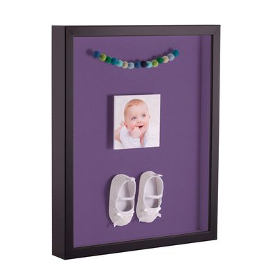ArtToFrames 12 x 12 Inch Shadow Box Picture Frame, with a Satin Black 1'' Shadowbox Frame and Grape Mat