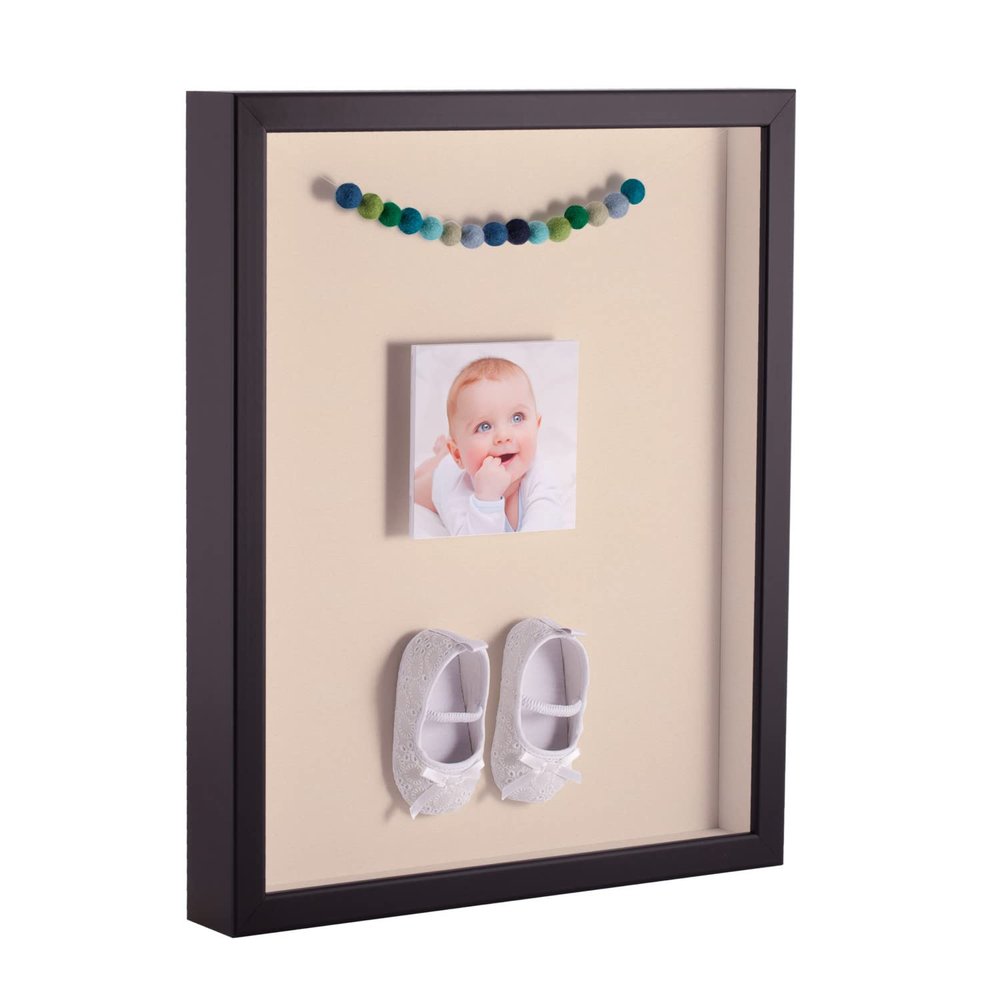 ArtToFrames 11 x 14 Inch Shadow Box Picture Frame, with a Satin Black 1'' Shadowbox Frame and Alabaster Mat