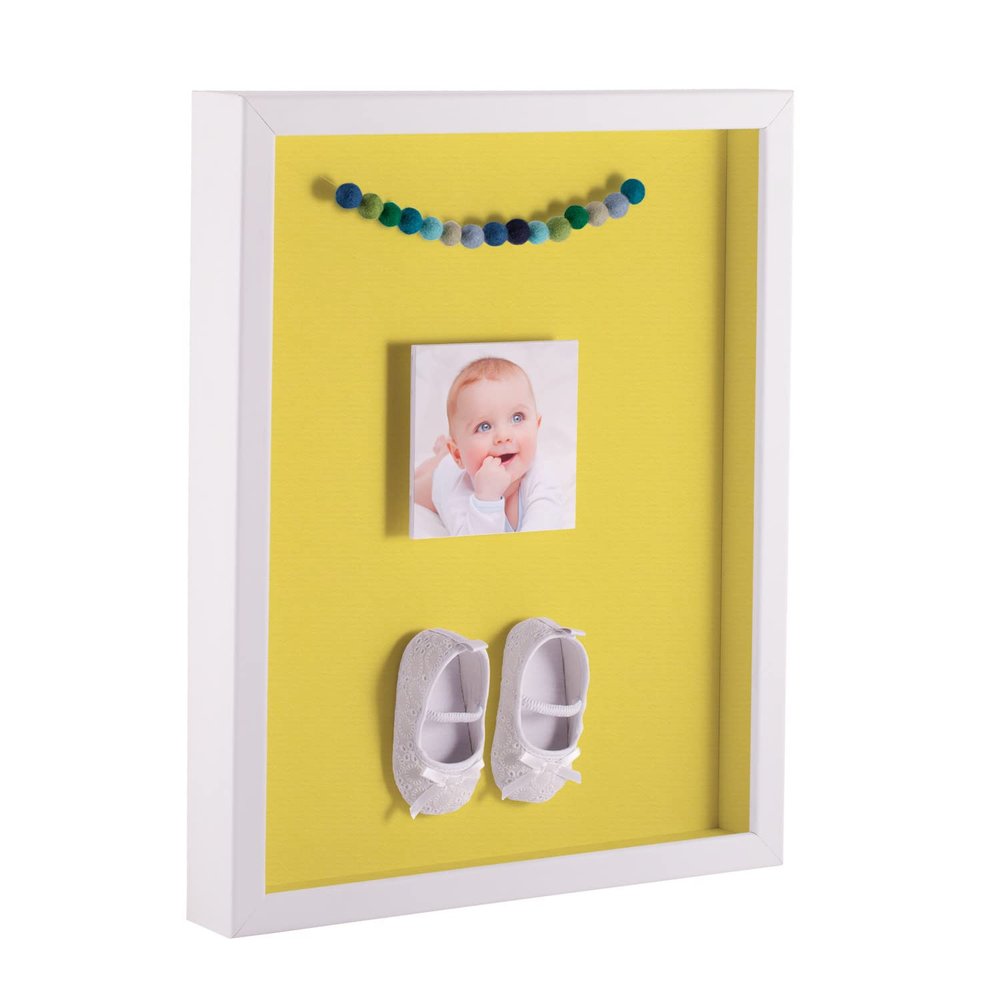 ArtToFrames 24 x 36 Inch Shadow Box Picture Frame, with a Satin White 1'' Shadowbox Frame and Canary Mat